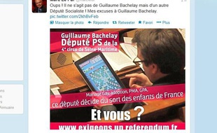 Capture d'écran du compte Twitter du député UMP Marc Le Fur, 5 février 2013.