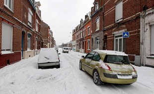 Lille, le 12 mars 2013. Des fortes chutes de neige paralysent la métropole lilloise.
