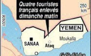 Les touristes, dont l'identité n'a pas été révélée, ont été enlevés avec leur guide yéménite dimanche à Ataq, chef-lieu de la province de Chabwa, par des éléments tribaux qui les ont conduits dans leur repaire à une soixantaine de km de là, selon des sources tribales.