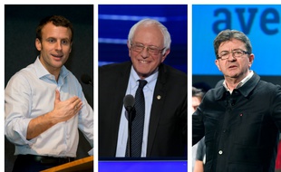Emmanuel Macron, Bernie Sanders et Jean-Luc Mélenchon.