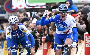 Arnaud Démare, à l'arrivée de la première étape du Paris-Nice