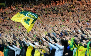 La tribune Loire du stade de la Beaujoire est celle qui rassemble les supporters les plus fidèles et bruyants.
