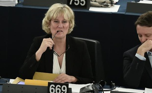 L'eurodéputée Nadine Morano au parlement européen le 8 octobre 2015 à Strasbourg