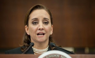 Claudia Ruiz Massieu, ministre des affaires étrangères mexicaine, le 14 septembre 2015 à Mexico city.