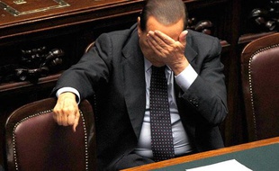 Le Premier ministre italien Silvio Berlusconi au Parlement, Rome, le 29 septembre 2010.