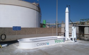 Le bassin installé sur le site de l'entreprise Solamat-Merex.