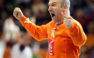 Thierry Omeyer après un arrêt décisif pendant le match Espagne-France du mondial de Handball 2015
