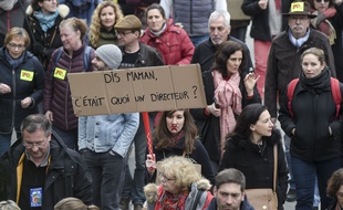 Des enseignants qui manifestent le 19 mars 2019 contre les réformes Blanquer.