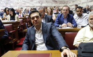 Alexis Tsipras lors d'une réunion au Parlement grec, à Athènes, le 15 juillet 2015.