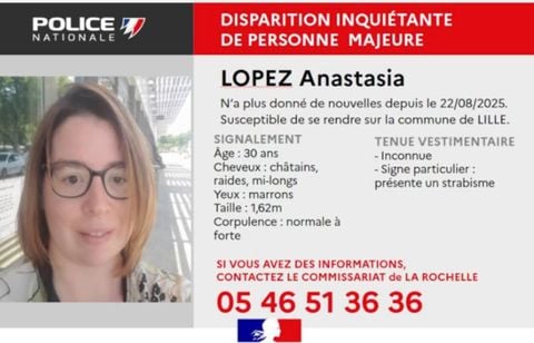 La police de la Rochelle lance un appel à témoins pour retrouver Anastasie