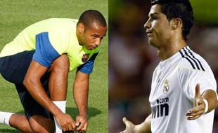 Thierry Henry et Christiano Ronaldo ne participent pas au match de leur sélection le 12 août 2009.