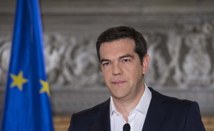 Alexis Tsipras s'exprimant le 5 juillet 2015 au soir, après l'annonce des résultats du référendum grec.