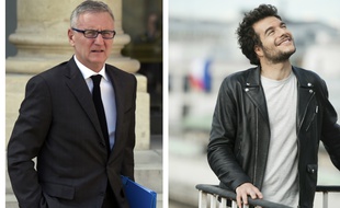 André Vallini, secrétaire d'Etat à la Francophonie, et Amir, représentant de la France à l'Eurovision 2016.