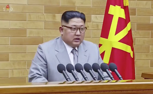 Capture d'écran du discours du Nouvel An du dirigeant nord-coréen Kim Jong-Un le 31 décembre 2017.