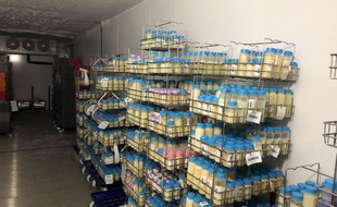 Les dons de lait maternel sont stockés dans une chambre froide, avant d'être stérilisés.
