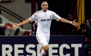Le Madrilène Karim Benzema après son but face au Milan AC, le 3 novembre 2009