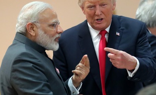 Narendra Modi et Donald Trump au G20 à Hambourg en 2017.