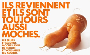 Affiche d'Intermarché pour ses fruits et légumes moches.