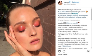 Capture d'écran d'un post de la make-up artist Namvo, qui a lancé le hastag #Migrainepose.