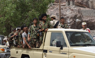 Des soldats du Conseil de transition du Sud, une autorité gouvernementale rebelle de transition.