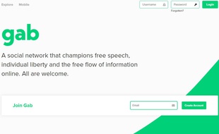 Page d'accueil du réseau social Gab