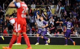 Wissam Ben Yedder a inscrit les trois buts du TFC contre Valenciennes (3-1), le 17 mai 2014 lors de la dernière journée de L1, au Stadium de Toulouse.