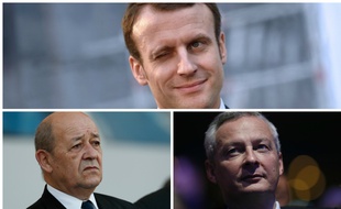 Photomontage Macron, Le Drian et Le Maire