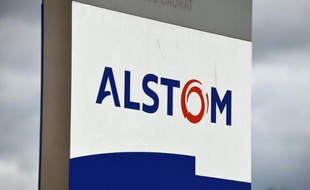 Le logo d'Alstom, le 2 mai 2014 à Montpellier