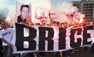 Une manifestation en hommage à Brice Taton, supporter du TFC tué à belgrade, en septembre 2009, à Toulouse.
