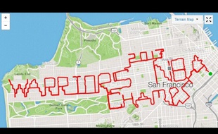 Un Anglais a parcouru 80 km pour rendre hommage à la victoire des Warriors en NBA sur son application de course, le 21 juin 2017.