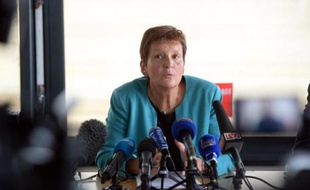 Le Procureur de Bordeaux, Marie-Madeleine Alliot, lors d'une conférence de presse, le 24 novembre 2014 à Bordeaux