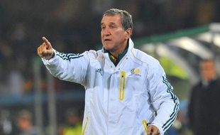 L'entraîneur de l'Afrique du Sud, Carlos Alberto Parreira, le 16 juin 2010 lors du match contre l'Uruguay.