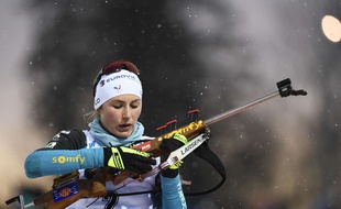 Justine Braisaz lors de la poursuite d'Ostersund, le 3 décembre 2017.