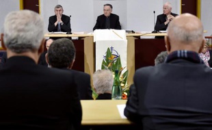 Le président de la Conférence des évêques de France (CEF) Georges Pontier le 3 novembre 2015 à Lourdes