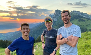 Martin Kern, Grégoire Curmer et Baptiste Robin, lors d'un entraînement la semaine passée sur les hauteurs de Talloires (Haute-Savoie).