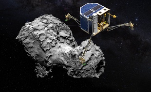 Le module Philae en approche au-dessus de la comète