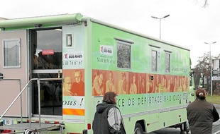 Le centre de dépistage mobile, hier.