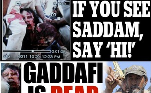 La Une des sites du «Daily Mail» et du «Sun», à l'annonce de la mort de Kadhafi, le 20 octobre 2011.