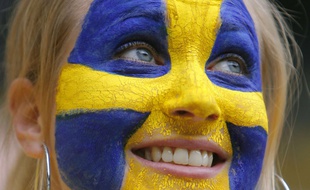 Une supportrice de l'équipe suédoise de football lors de l'Euro 2008.