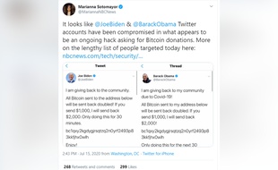 Les comptes Twitter de Joe Biden, Barack Obama et de nombreuses dirigeants de la Silicon Valley ont été piratés le 15 juillet 2020.