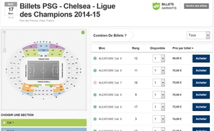 Capture d'écran de Viagogo, la plateforme de revente de billets (illustration.