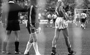 Maxime Bossis et Harald Schumacher en 1982 à Séville.