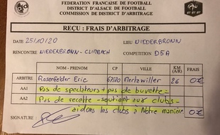 Un reçu de frais d'arbitrage avec la fameuse mention de solidarité.