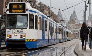 Une ligne de tram à Amsterdam