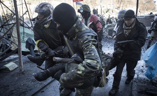 Les manifestants ont affronté les forces de l'ordre à Kiev (Ukraine)le mardi 18 février 2014.