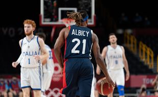 Andrew Albicy lors de France-Italie en quarts de finale des JO de Tokyo, le 3 août 2021.