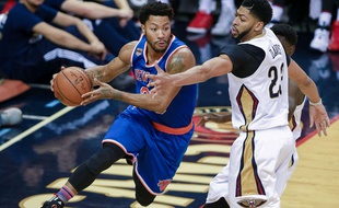 Derrick Rose lors d'un match entre les New York Knicks et les New Orleans Pelicans le 30 décembre 2016.