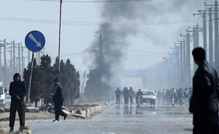 Incidents lors d'une manifestation contre la publication de caricatures de Mahomet dans Charlie Hebdo, le 31 janvier 2015 à Kaboul, en Afghanistan