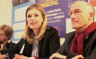 La candidate LREM à l'élection municipale à Rennes Carole Gandon, ici aux côtés de Henri-Noël Ruiz.