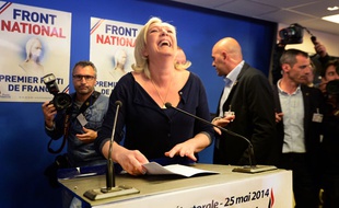 Marine Le Pen le 25 mai 2014 au siège du FN.